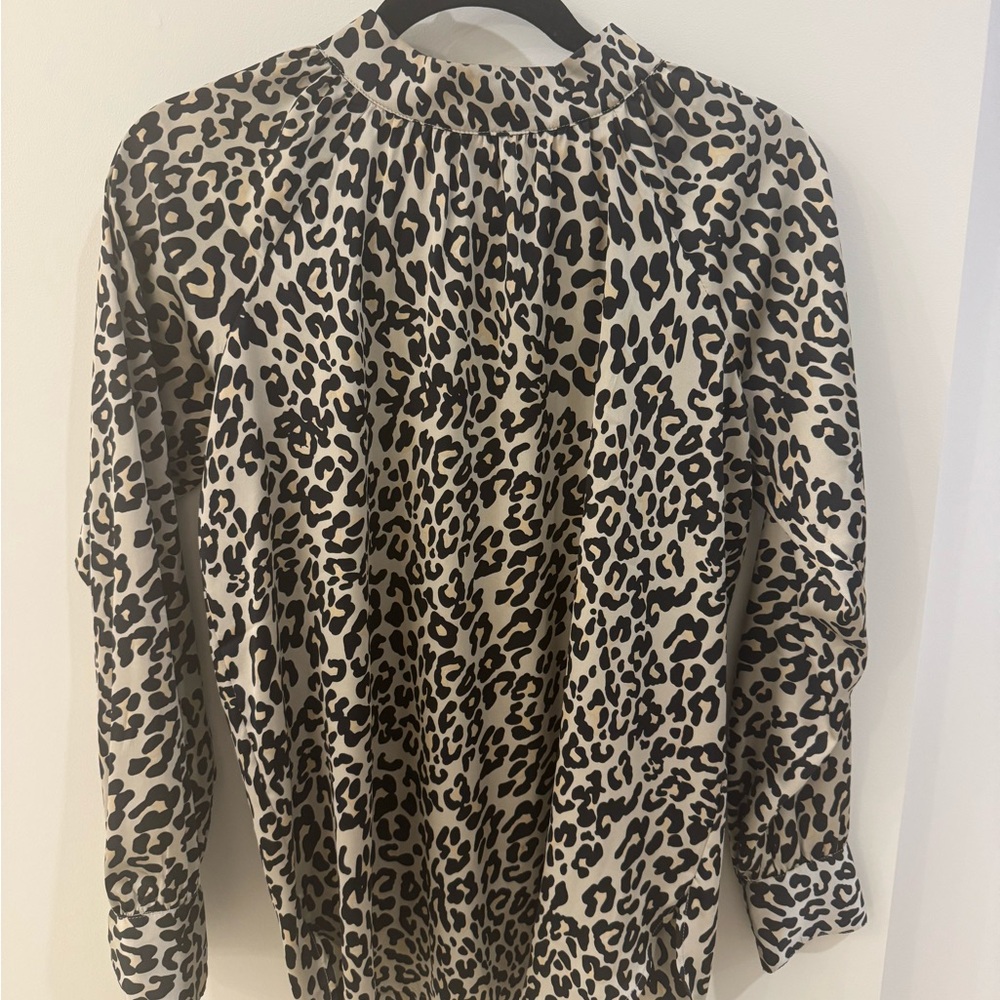 LOFT Animal Print Blouse - Black and Cream